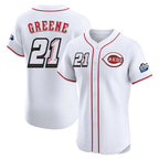 Crovyle C.Reds #21 Hunter Greene Player White Speedway Classic Limited Elite Home Stitched Jerseys