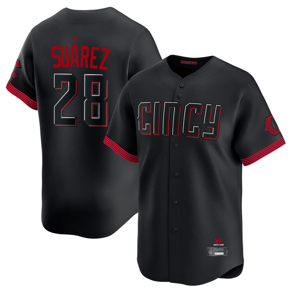 Crovyle C.Reds #28 Eugenio Su¨¢rez Player Black City Connect Home Limited Stitched Jerseys