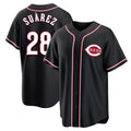 Crovyle C.Reds #28 Eugenio Su¨¢rez Player Black Fashion Out Home Game Stitched Jerseys