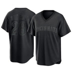 Crovyle C.Reds #28 Eugenio Su¨¢rez Player Black T-shirt Game Home Stitched Jerseys