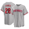 Crovyle C.Reds #28 Eugenio Su¨¢rez Player Gray Home Game Stitched Jerseys