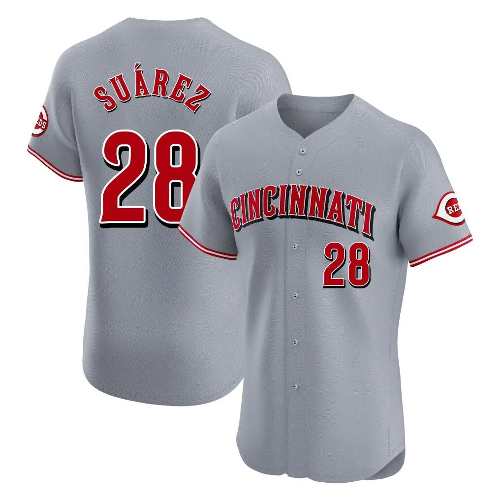 Crovyle C.Reds #28 Eugenio Su¨¢rez Player Gray Limited Elite Home Stitched Jerseys