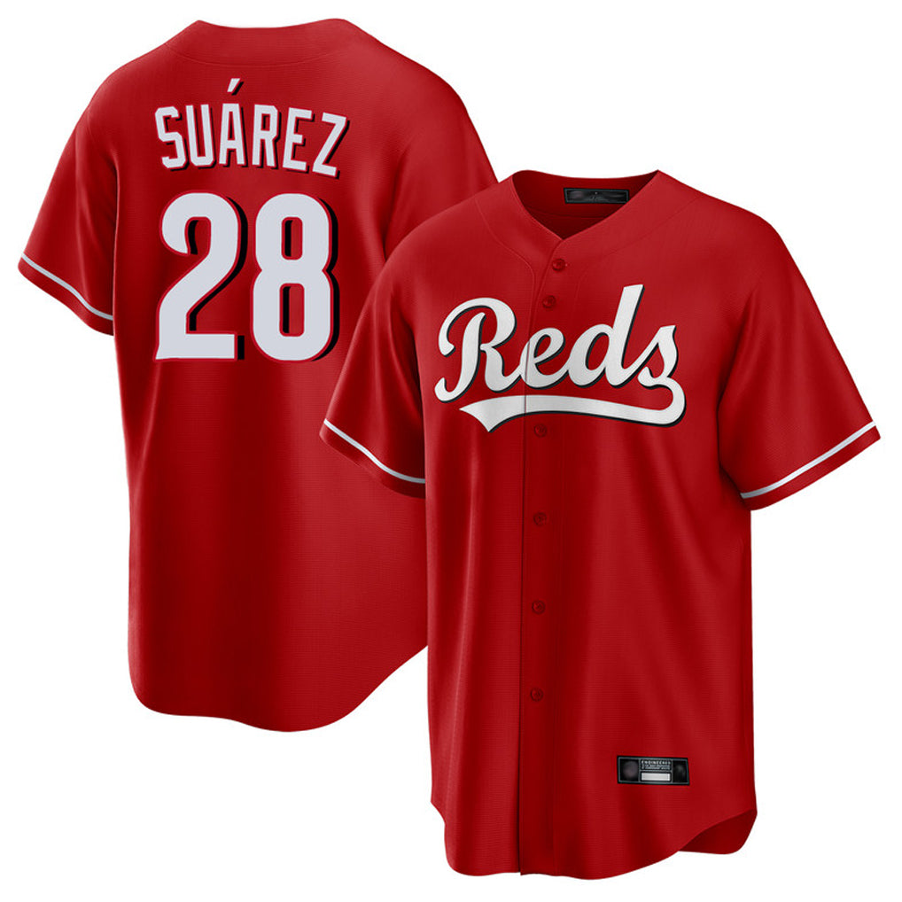 Crovyle C.Reds #28 Eugenio Su¨¢rez Player Red Home Game Stitched Jerseys