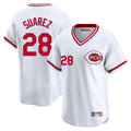 Crovyle C.Reds #28 Eugenio Su¨¢rez Player White Cooperstown Collection Limited T-shirt Home Stitched Jerseys