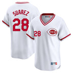 Crovyle C.Reds #28 Eugenio Su¨¢rez Player White Cooperstown Collection Limited T-shirt Home Stitched Jerseys