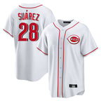 Crovyle C.Reds #28 Eugenio Su¨¢rez Player White Game Home Stitched Jerseys