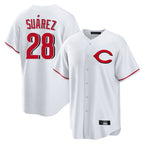 Crovyle C.Reds #28 Eugenio Su¨¢rez Player White Home Game Stitched Jerseys