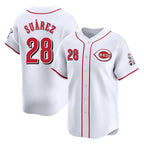 Crovyle C.Reds #28 Eugenio Su¨¢rez Player White Home Limited Stitched Jerseys