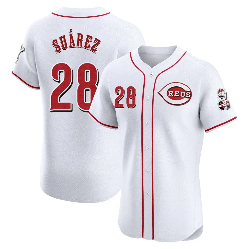 Crovyle C.Reds #28 Eugenio Su¨¢rez Player White Limited Elite Home Stitched Jerseys