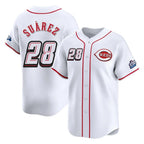 Crovyle C.Reds #28 Eugenio Su¨¢rez Player White Speedway Classic Home Limited Stitched Jerseys