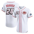 Crovyle C.Reds #28 Eugenio Su¨¢rez Player White Speedway Classic Limited Elite Home Stitched Jerseys