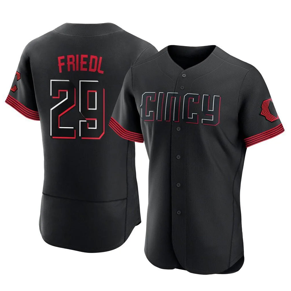 Crovyle C.Reds #29 TJ Friedl Player Black City Connect Limited Elite Home Stitched Jerseys