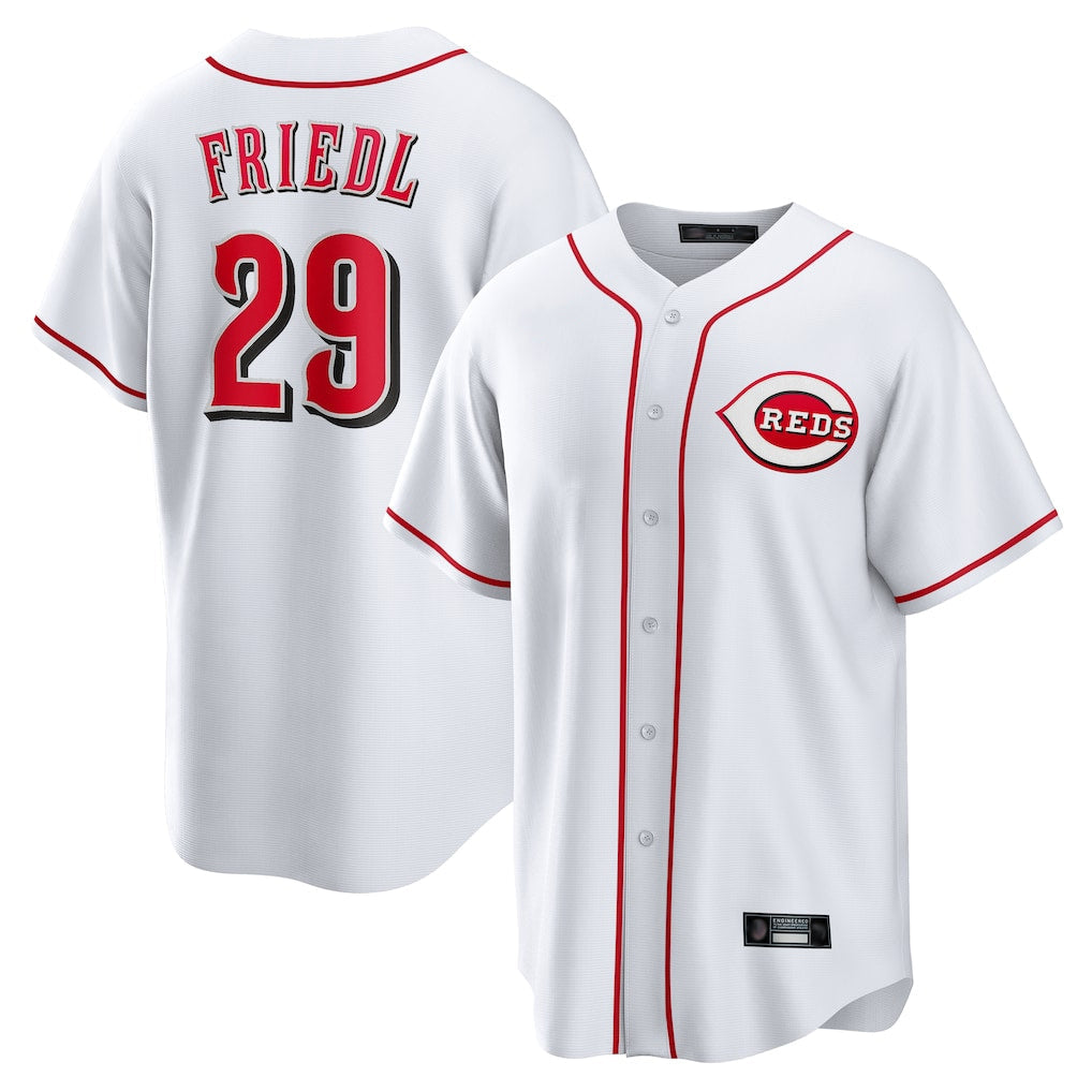 Crovyle C.Reds #29 TJ Friedl Player White Game Home Stitched Jerseys
