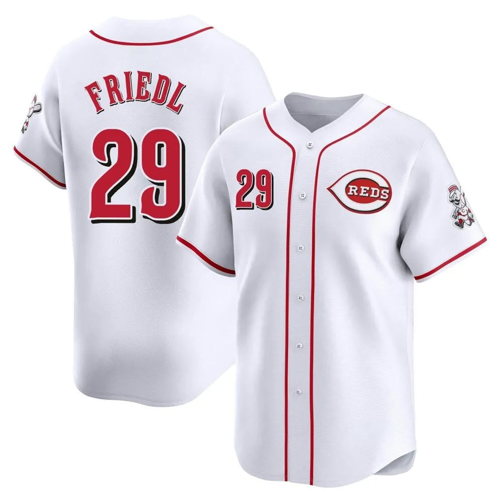 Crovyle C.Reds #29 TJ Friedl Player White Home Limited Stitched Jerseys