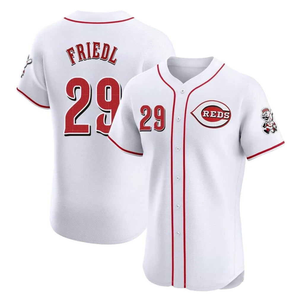 Crovyle C.Reds #29 TJ Friedl Player White Limited Elite Home Stitched Jerseys