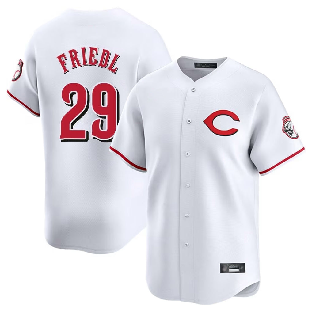 Crovyle C.Reds #29 TJ Friedl Player White Limited Home Stitched Jerseys
