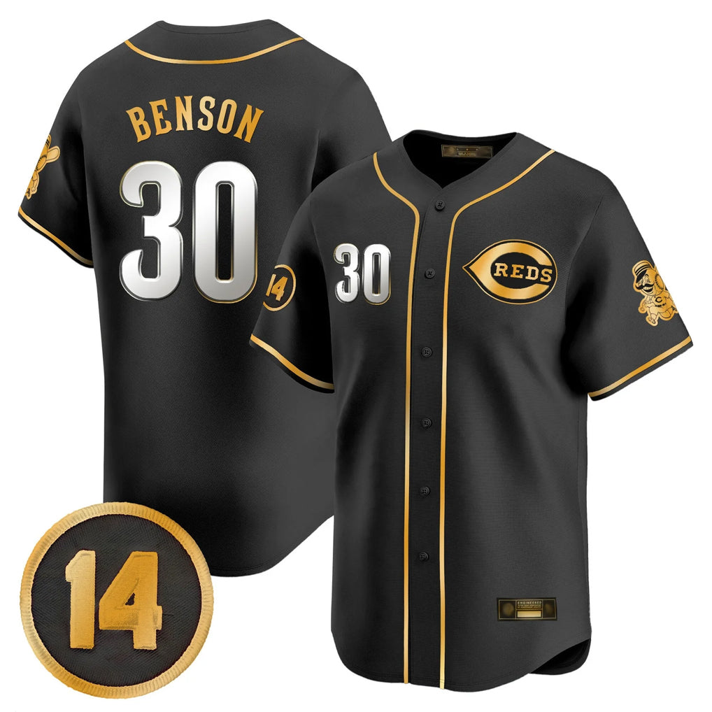 Crovyle C.Reds #30 Ken Griffey Player Black-Gold Vapor Premier Limited Home Stitched Jerseys