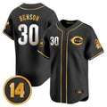 Crovyle C.Reds #30 Ken Griffey Player Black-Gold Vapor Premier Limited Home Stitched Jerseys