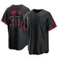 Crovyle C.Reds #30 Ken Griffey Player Black City Connect Home Game Stitched Jerseys