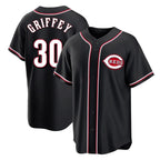 Crovyle C.Reds #30 Ken Griffey Player Black Fashion Out Home Game Stitched Jerseys
