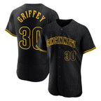 Crovyle C.Reds #30 Ken Griffey Player Black Snake Skin City Limited Elite Home Stitched Jerseys
