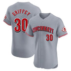 Crovyle C.Reds #30 Ken Griffey Player Gray Limited Elite Home Stitched Jerseys