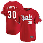 Crovyle C.Reds #30 Ken Griffey Player Red Home Limited Stitched Jerseys