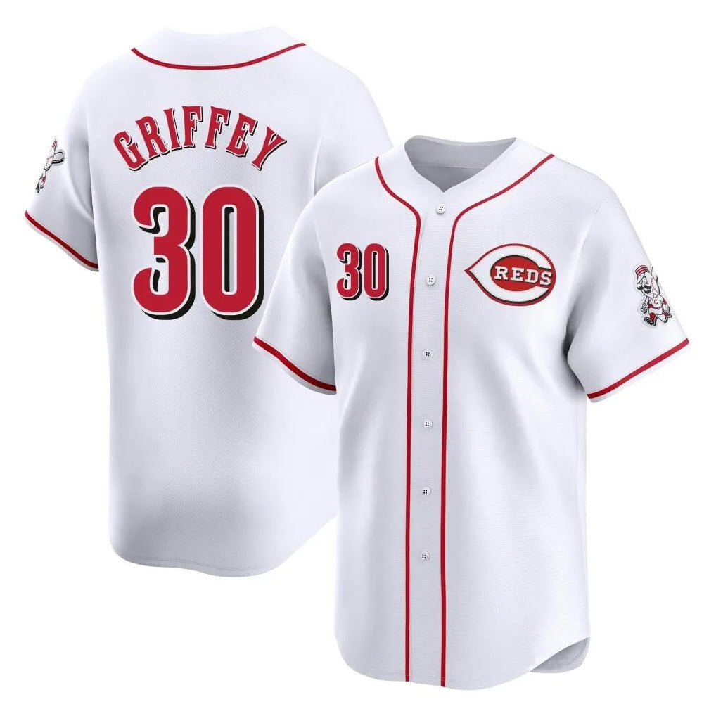 Crovyle C.Reds #30 Ken Griffey Player White Home Limited Stitched Jerseys