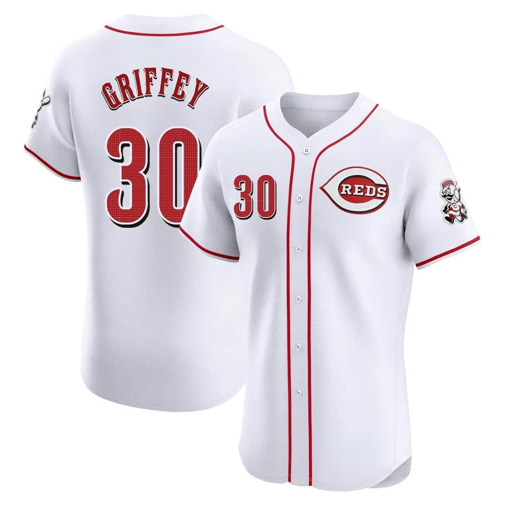 Crovyle C.Reds #30 Ken Griffey Player White Limited Elite Home Stitched Jerseys