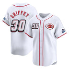 Crovyle C.Reds #30 Ken Griffey Player White Speedway Classic Home Limited Stitched Jerseys