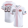 Crovyle C.Reds #30 Ken Griffey Player White Speedway Classic Limited Elite Home Stitched Jerseys