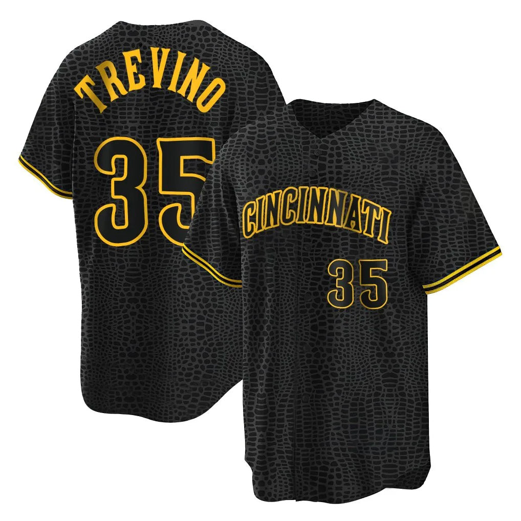Crovyle C.Reds #35 Jose Trevino Player Black Snake Skin City Home Stitched Jerseys