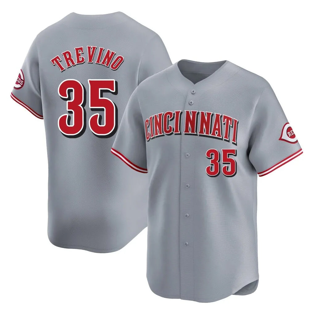 Crovyle C.Reds #35 Jose Trevino Player Gray Home Limited Stitched Jerseys