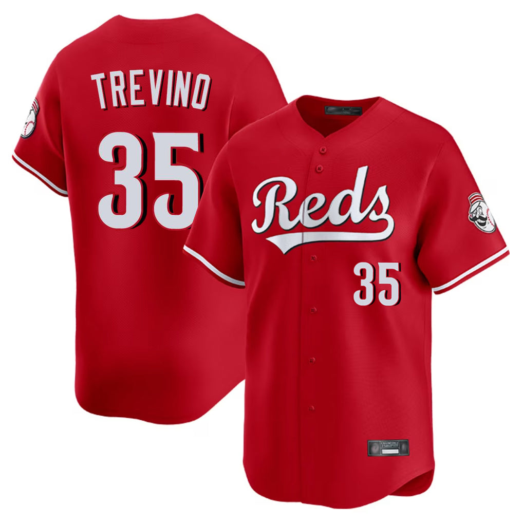 Crovyle C.Reds #35 Jose Trevino Player Red Home Limited Stitched Jerseys
