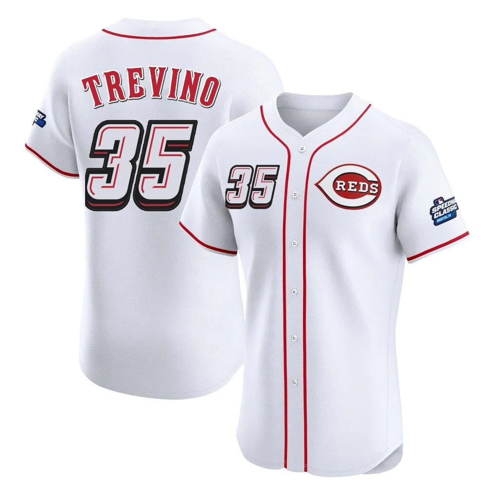 Crovyle C.Reds #35 Jose Trevino Player White Speedway Classic Limited Elite Home Stitched Jerseys