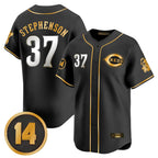 Crovyle C.Reds #37 Tyler Stephenson Player Black-Gold Vapor Premier Limited Home Stitched Jerseys