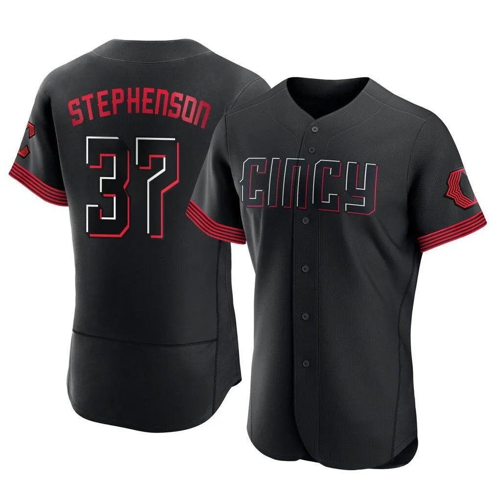 Crovyle C.Reds #37 Tyler Stephenson Player Black City Connect Limited Elite Home Stitched Jerseys