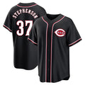 Crovyle C.Reds #37 Tyler Stephenson Player Black Fashion Out Home Game Stitched Jerseys