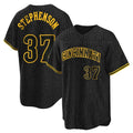 Crovyle C.Reds #37 Tyler Stephenson Player Black Snake Skin City Home Stitched Jerseys