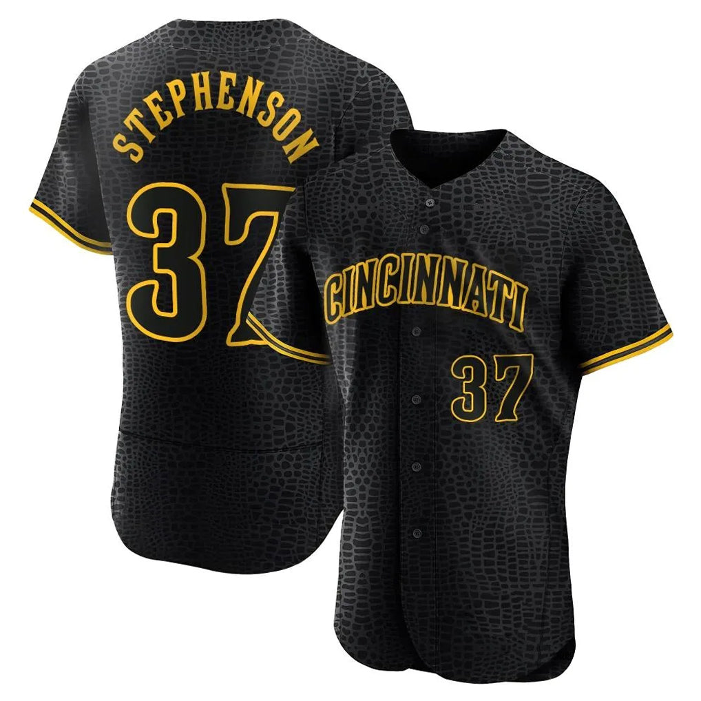 Crovyle C.Reds #37 Tyler Stephenson Player Black Snake Skin City Limited Elite Home Stitched Jerseys