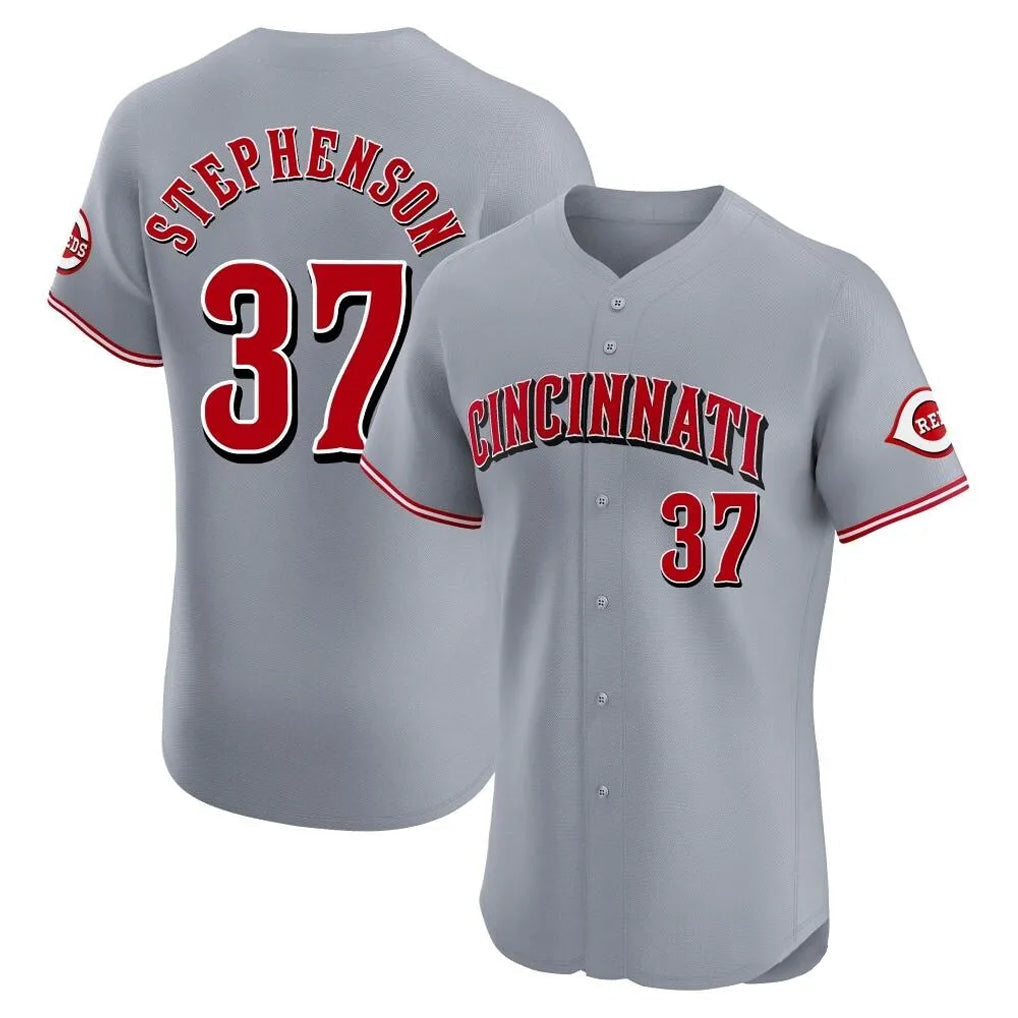 Crovyle C.Reds #37 Tyler Stephenson Player Gray Limited Elite Home Stitched Jerseys