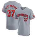 Crovyle C.Reds #37 Tyler Stephenson Player Gray Limited Elite Home Stitched Jerseys