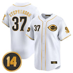 Crovyle C.Reds #37 Tyler Stephenson Player White-Gold Vapor Premier Limited Home Stitched Jerseys