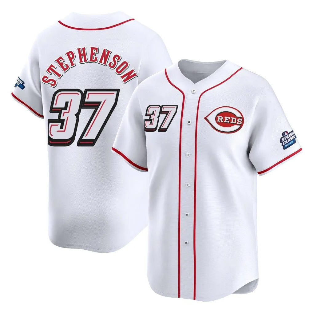 Crovyle C.Reds #37 Tyler Stephenson Player White Speedway Classic Home Limited Stitched Jerseys