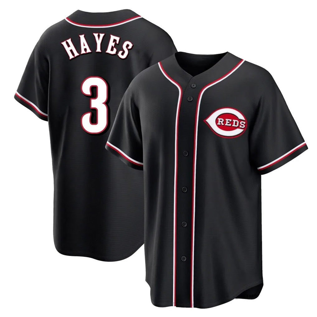 Crovyle C.Reds #3 Ke'Bryan Hayes Player Black Fashion Out Home Game Stitched Jerseys
