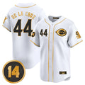 Crovyle C.Reds #44 Elly De La Cruz Player White-Gold Vapor Premier Limited Home Stitched Jerseys
