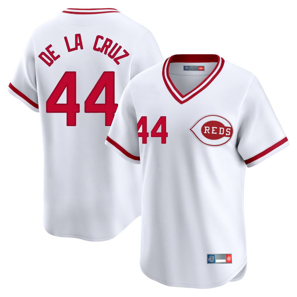 Crovyle C.Reds #44 Elly De La Cruz Player White Cooperstown Collection Limited Stitched Jerseys