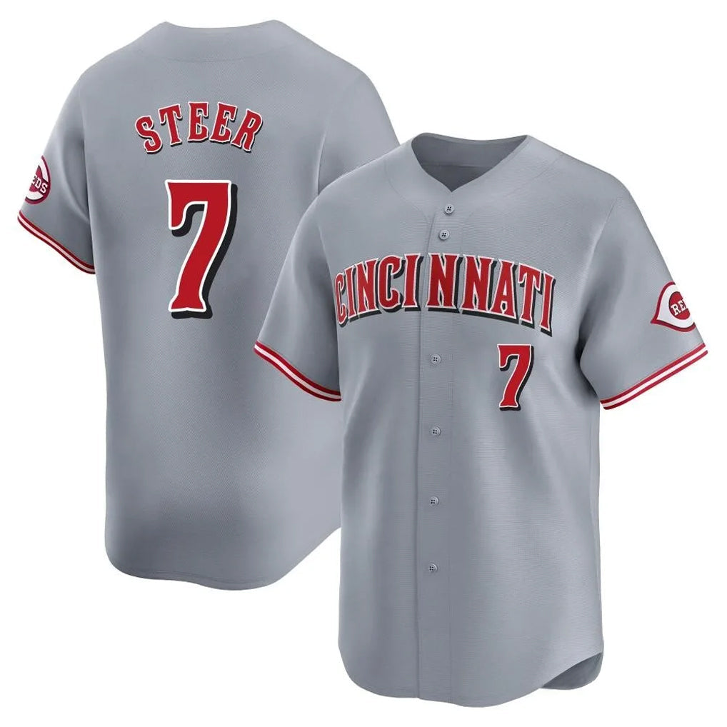 Crovyle C.Reds #7 Spencer Steer Player Gray Home Limited Stitched Jerseys