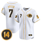 Crovyle C.Reds #7 Spencer Steer Player White-Gold Vapor Premier Limited Home Stitched Jerseys
