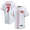 Crovyle C.Reds #7 Spencer Steer Player White Game Home Stitched Jerseys